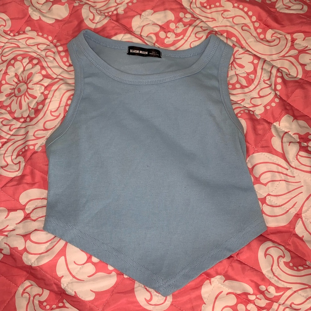 Blush mark baby blue crop top